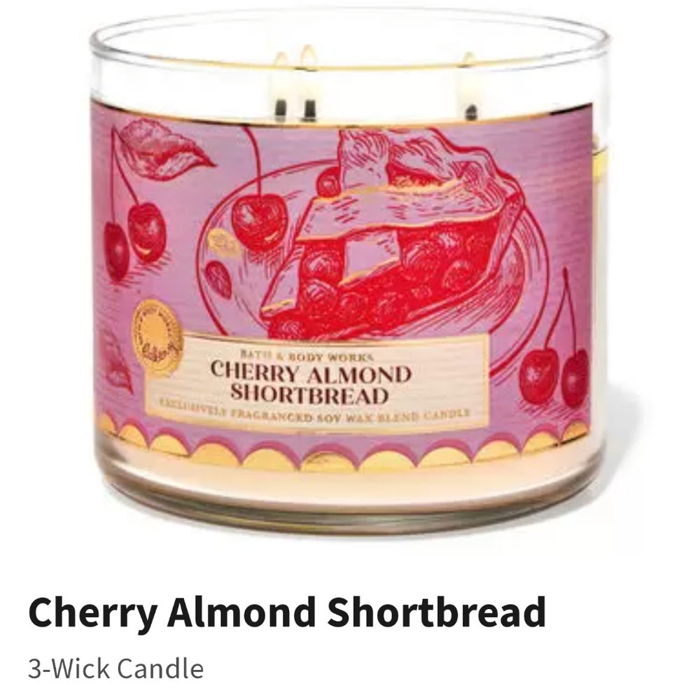 πBOGO 50%ππ―NWTβΌοΈ Bath & Body Works "Cherry Almond Shortbread" 3-wick Candle - Picture 5 of 10